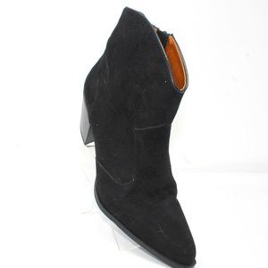 Ann Marino Women's Sz 10 Black Faux Suede Fabric Zip Western Style Ankle Boots